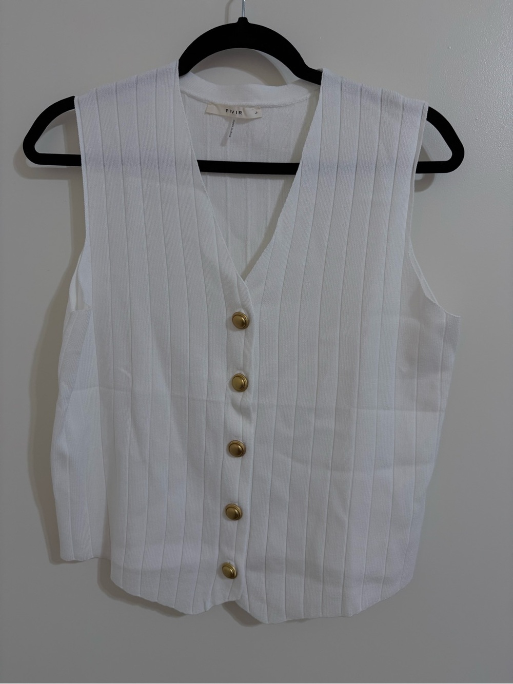 RIVR White Sleeveless Button-Front Tunic Vest